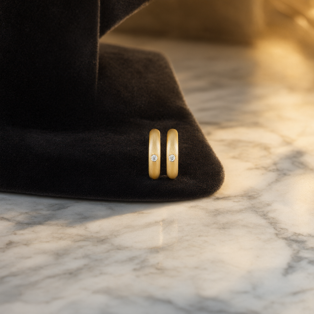 Moissanite Earrings – Gold Tone