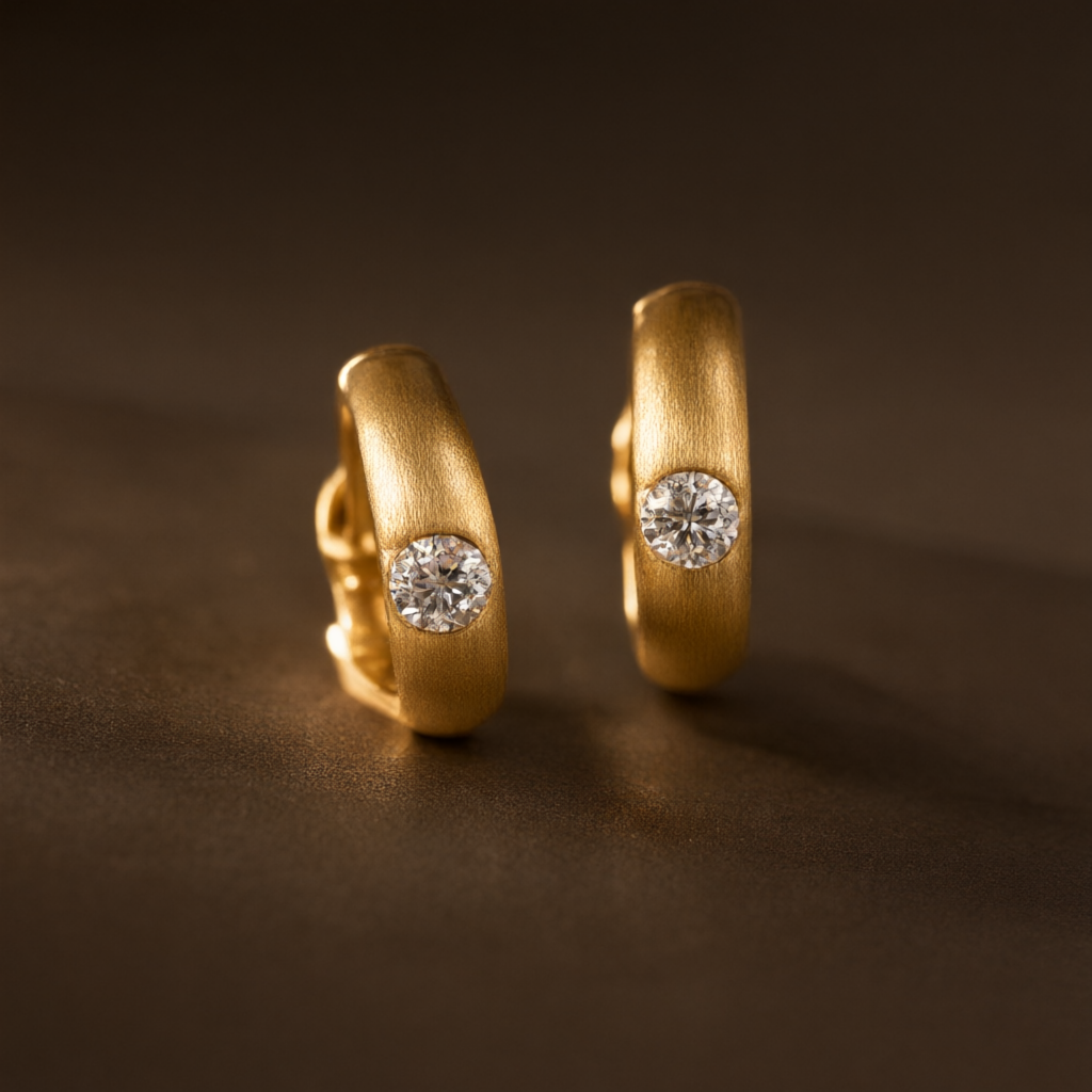 Moissanite Earrings – Gold Tone