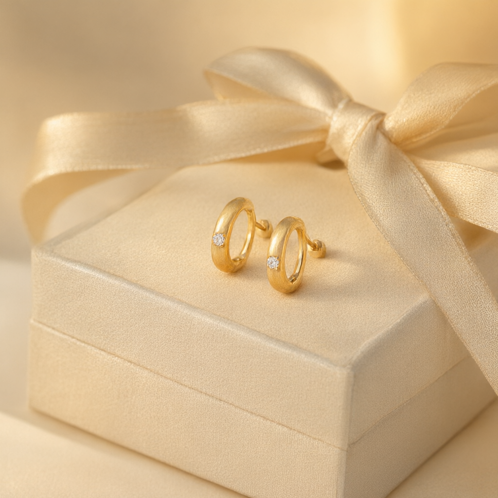 Moissanite Earrings – Gold Tone