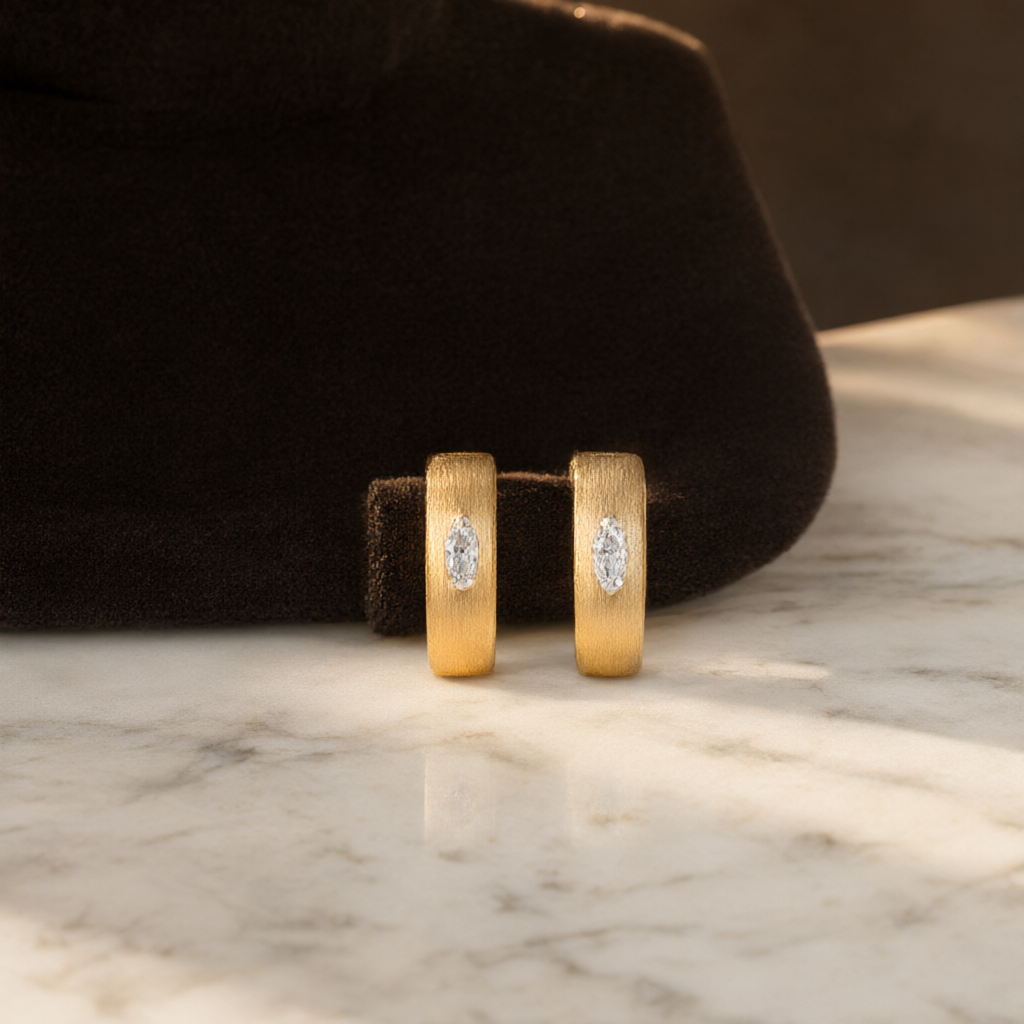 Moissanite Earrings – Gold Tone