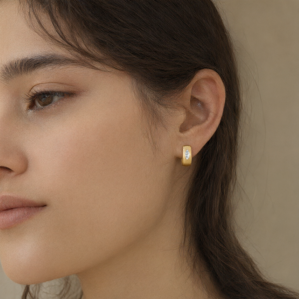 Moissanite Earrings – Gold Tone