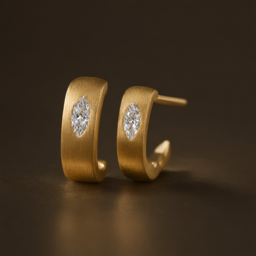 Moissanite Earrings – Gold Tone