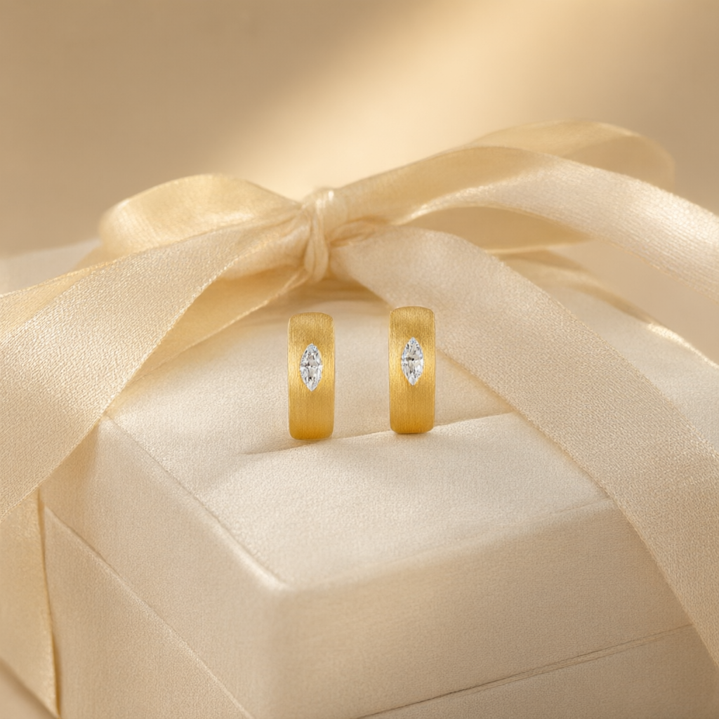Moissanite Earrings – Gold Tone