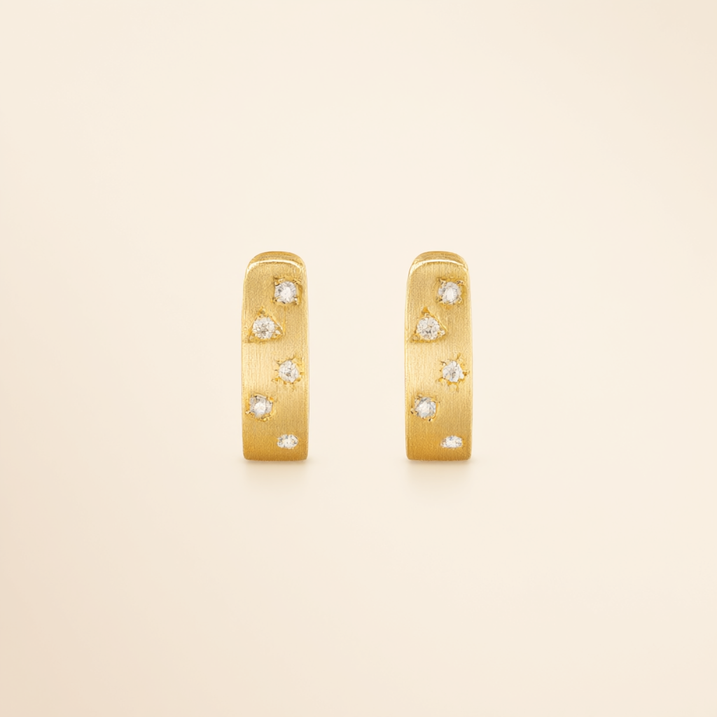Moissanite Earrings – Gold Tone