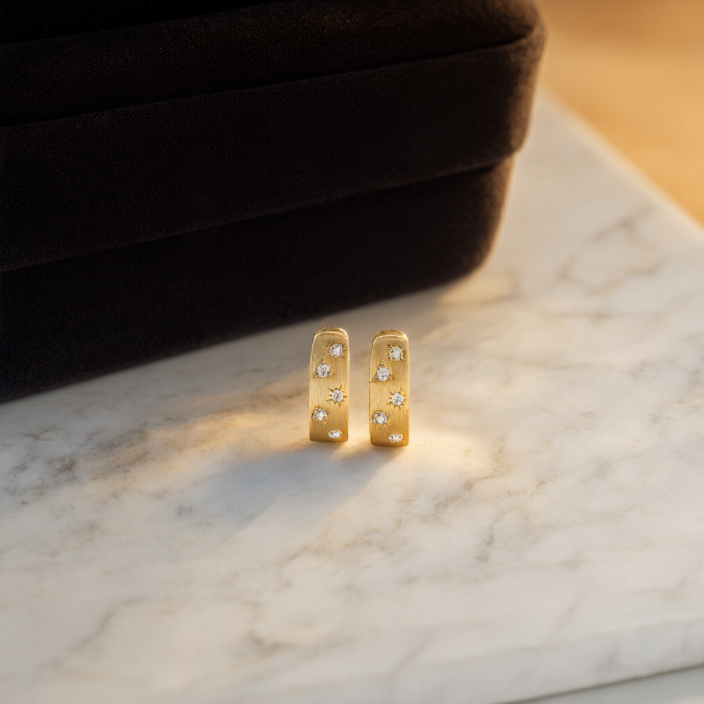 Moissanite Earrings – Gold Tone