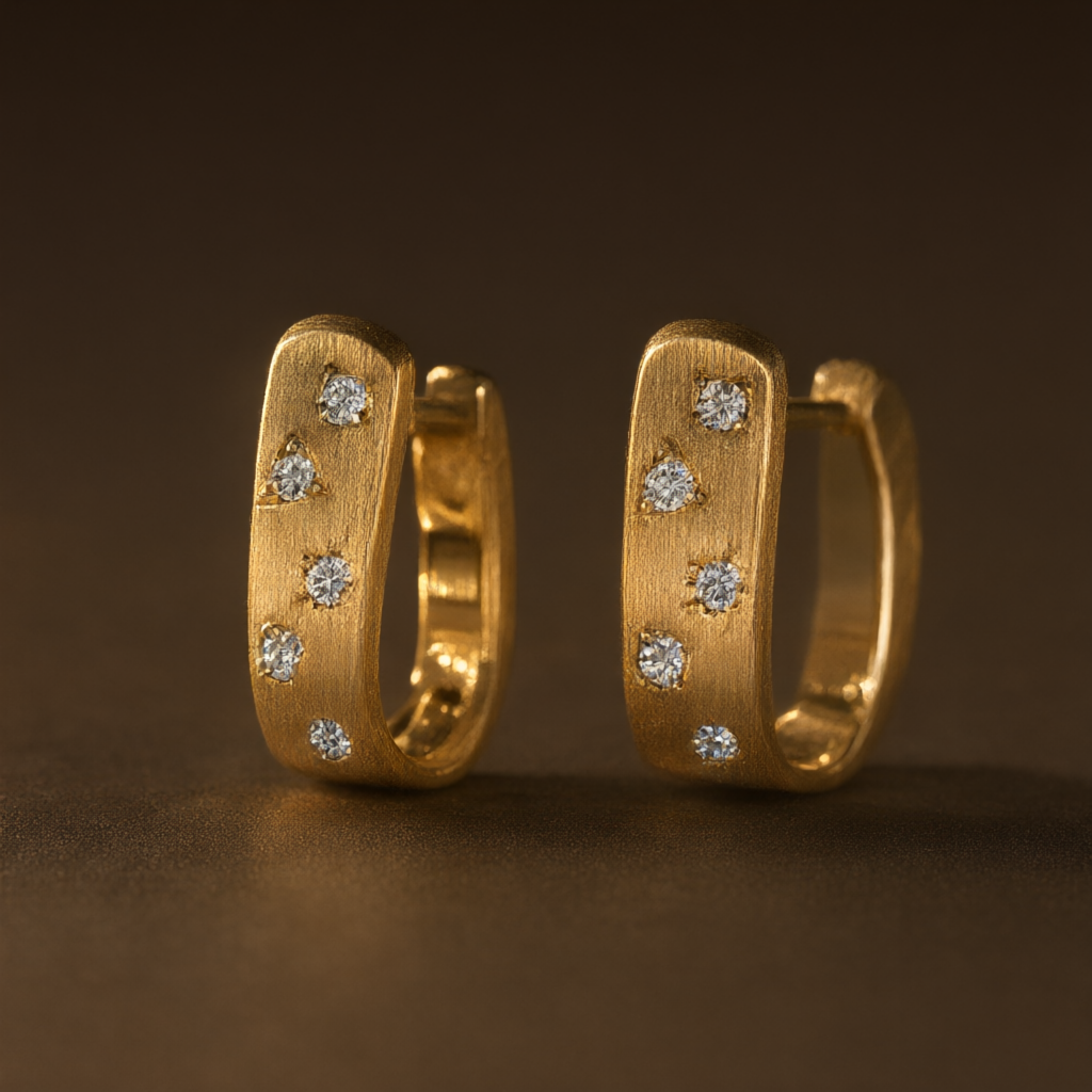 Moissanite Earrings – Gold Tone