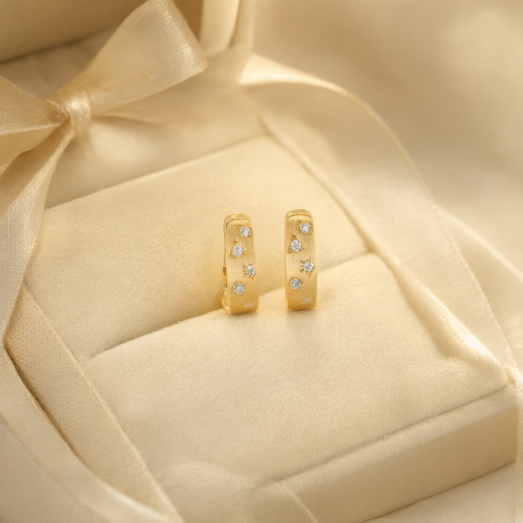 Moissanite Earrings – Gold Tone