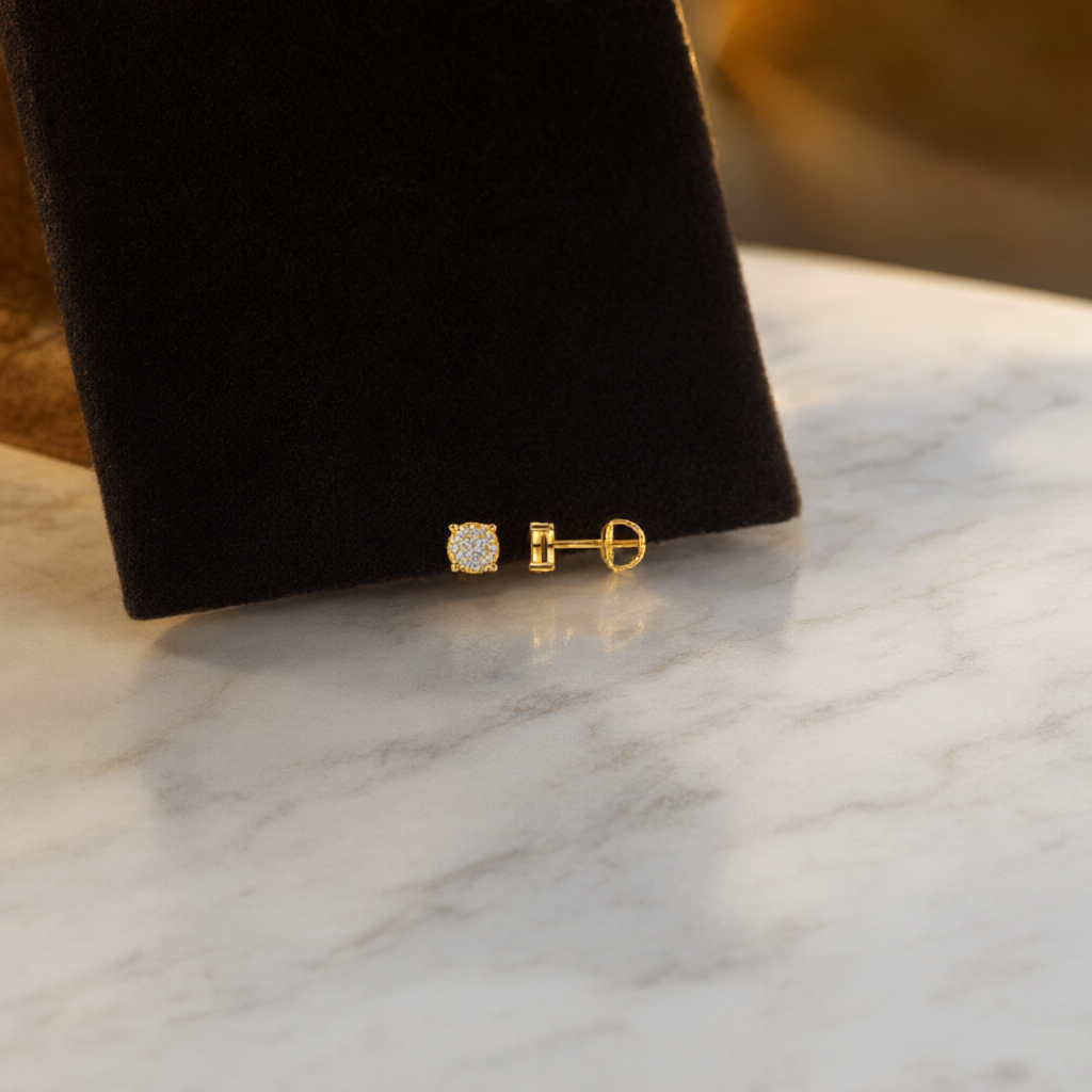 Moissanite Earrings – Gold Tone