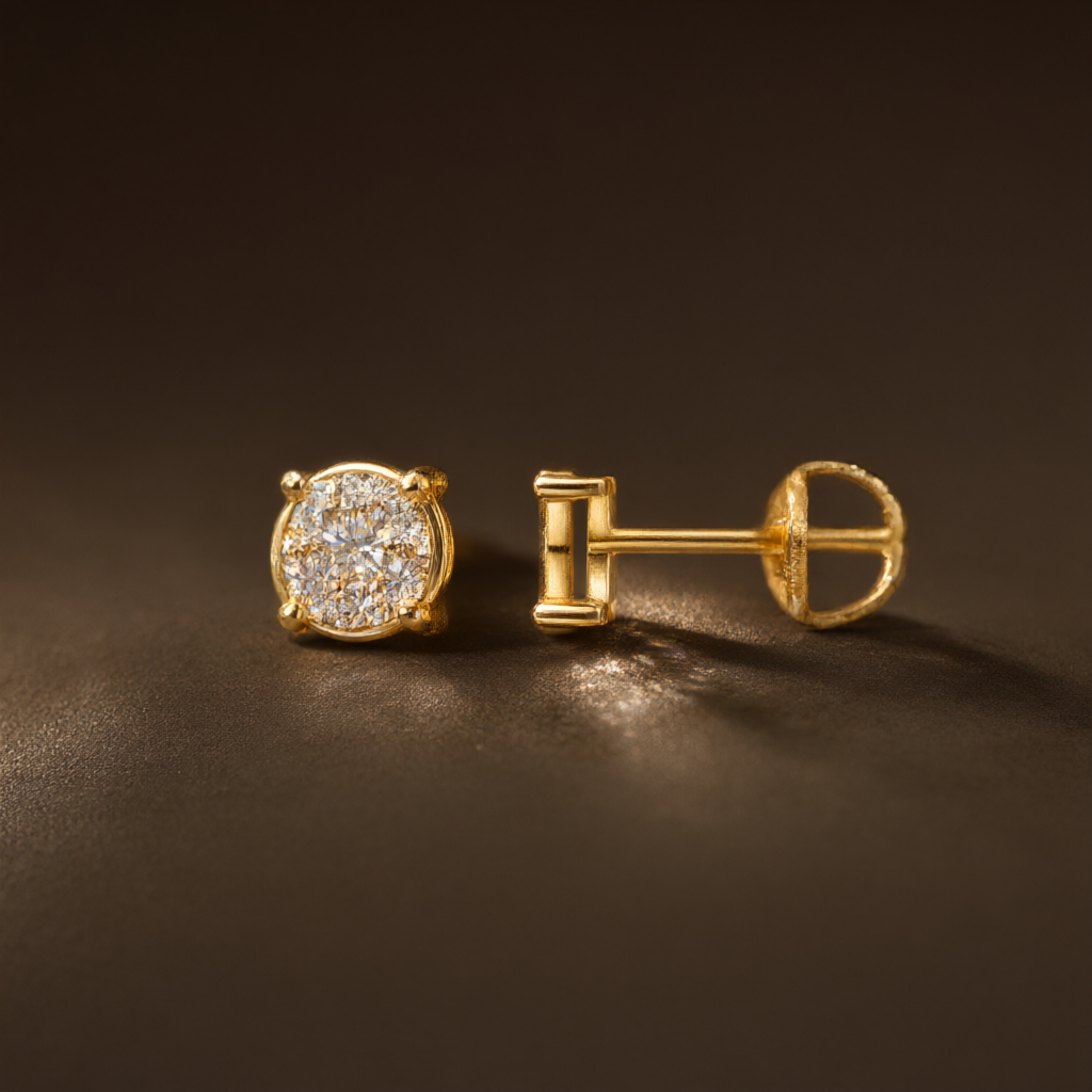 Moissanite Earrings – Gold Tone