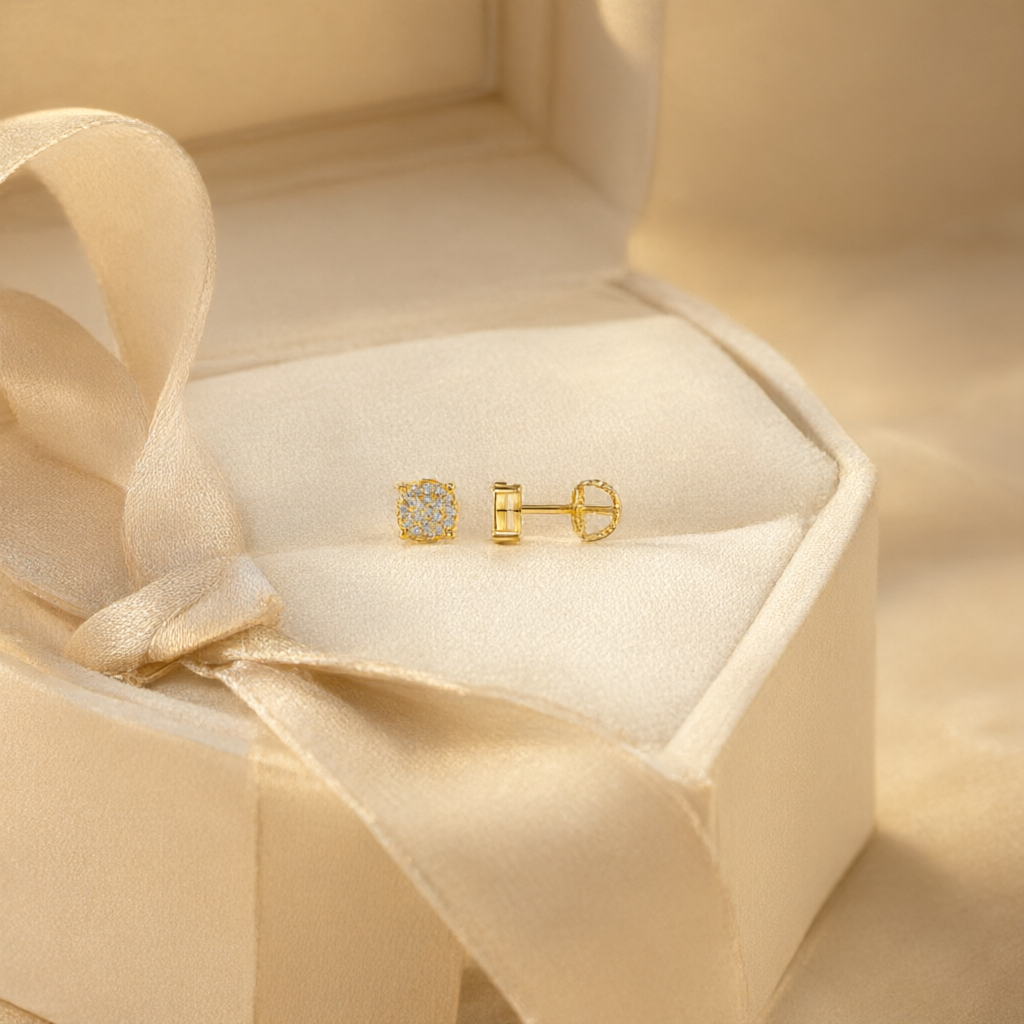 Moissanite Earrings – Gold Tone