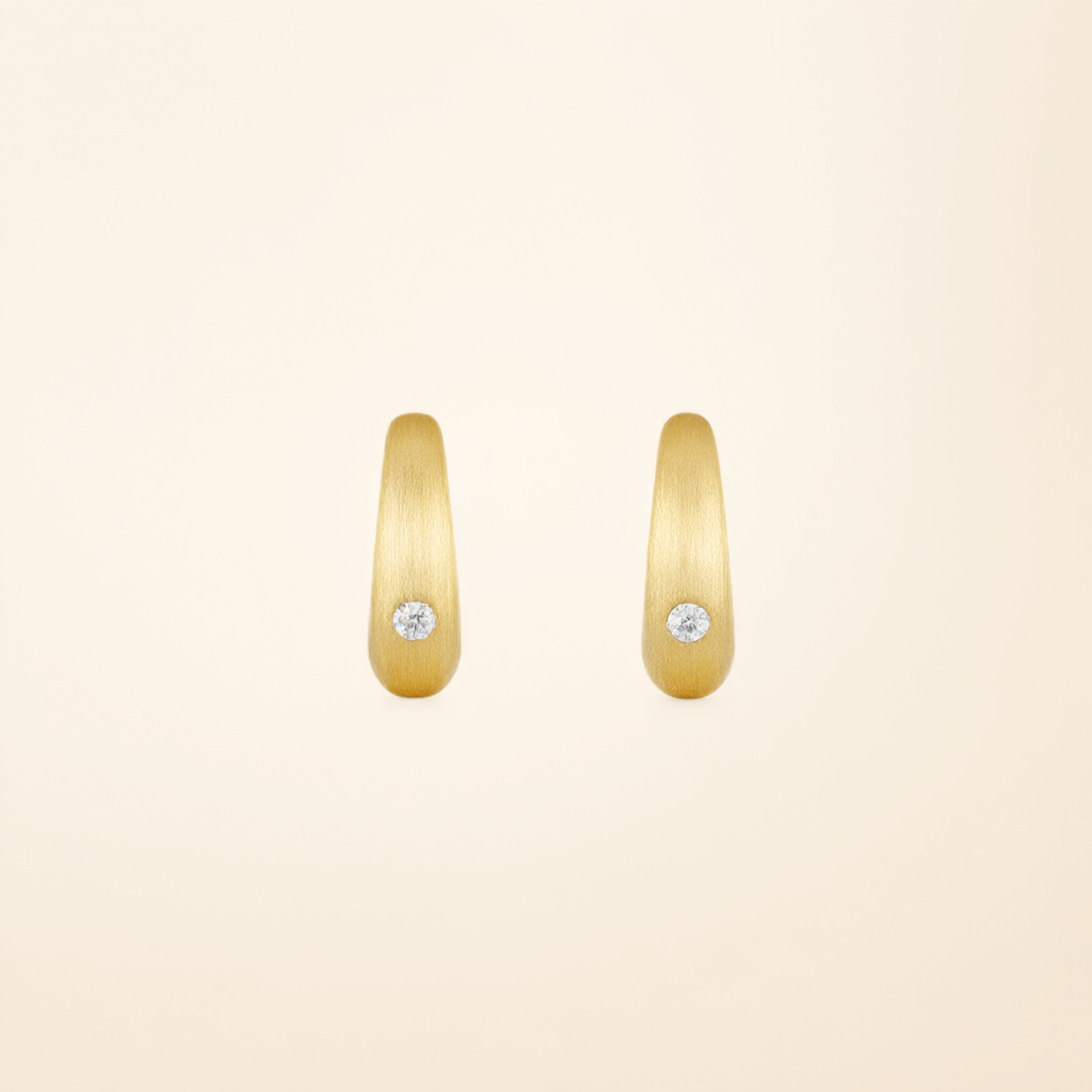Moissanite Earrings – Gold Tone