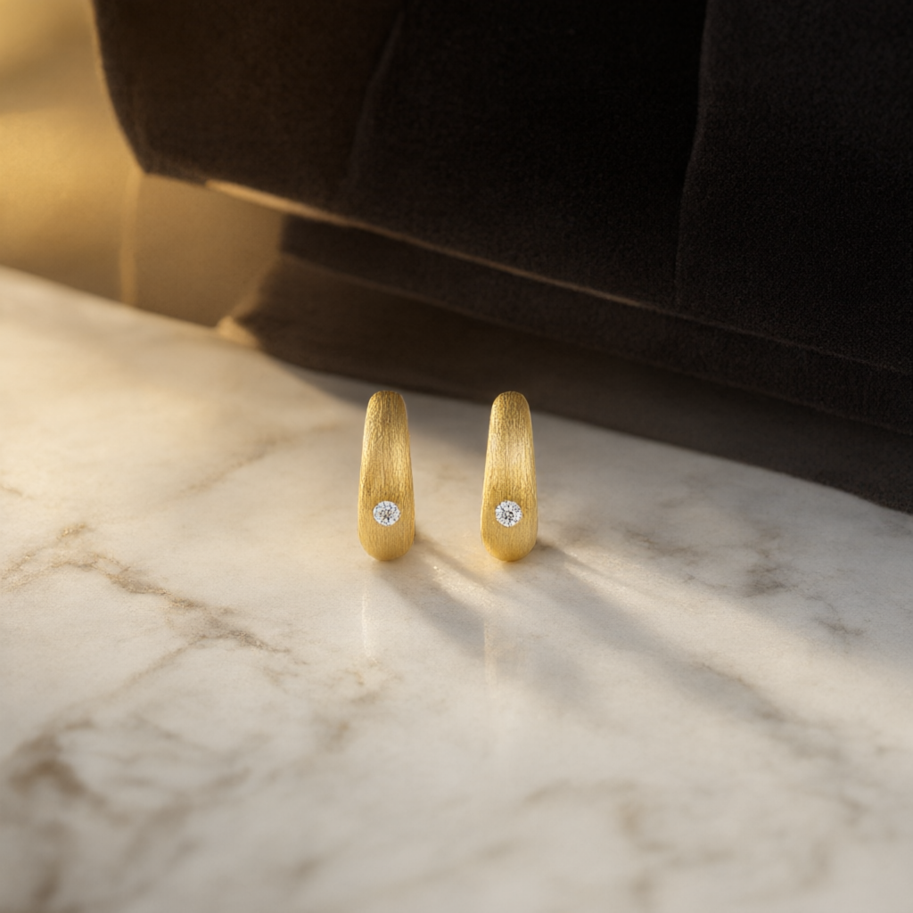 Moissanite Earrings – Gold Tone