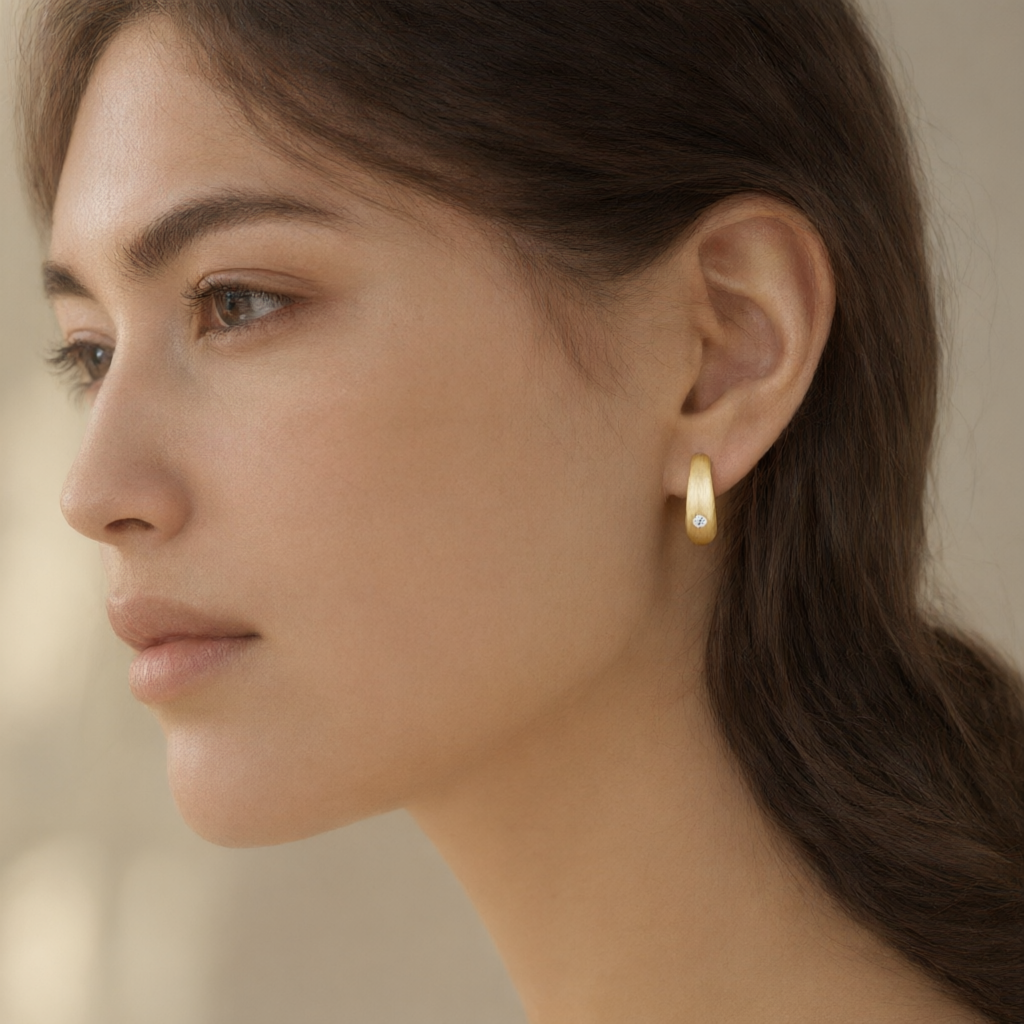 Moissanite Earrings – Gold Tone