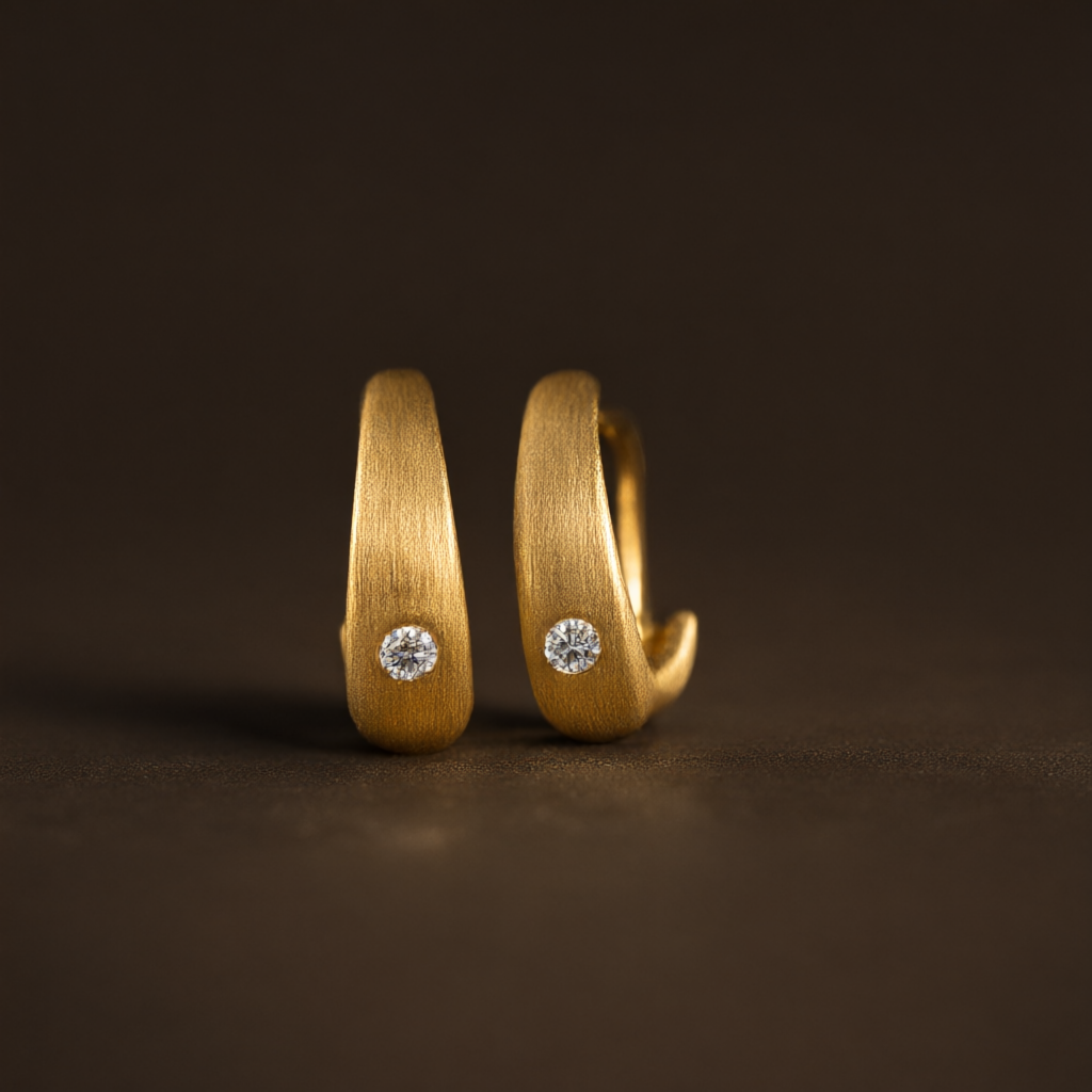 Moissanite Earrings – Gold Tone