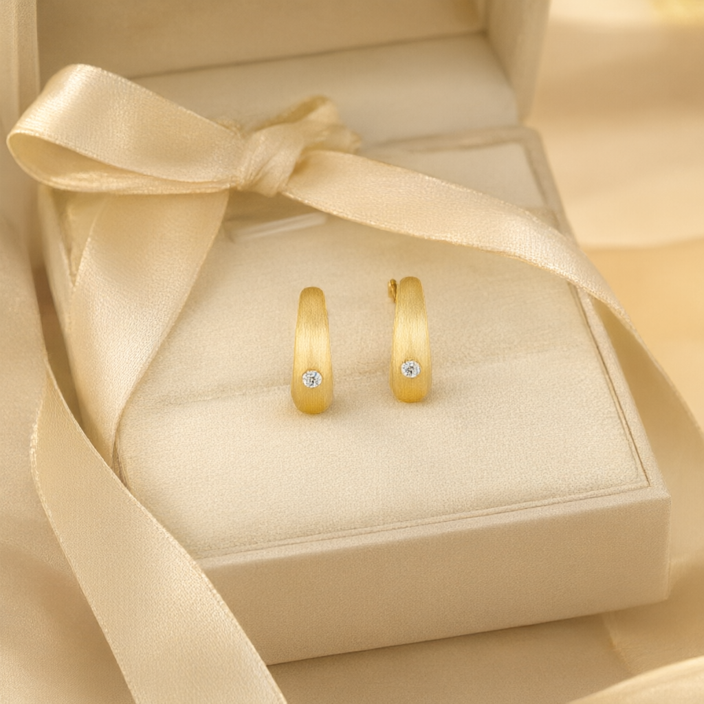 Moissanite Earrings – Gold Tone