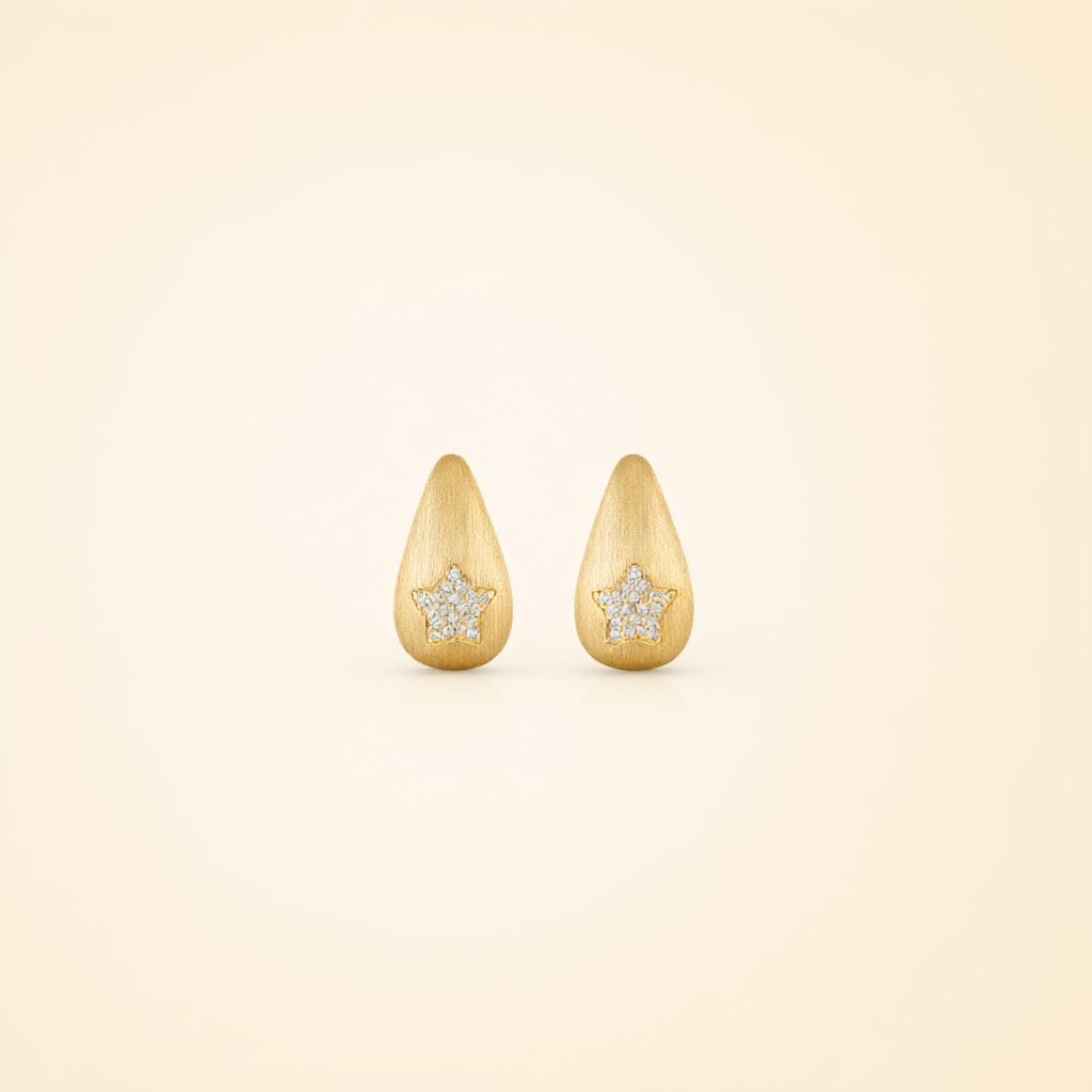 Moissanite Earrings – Gold Tone
