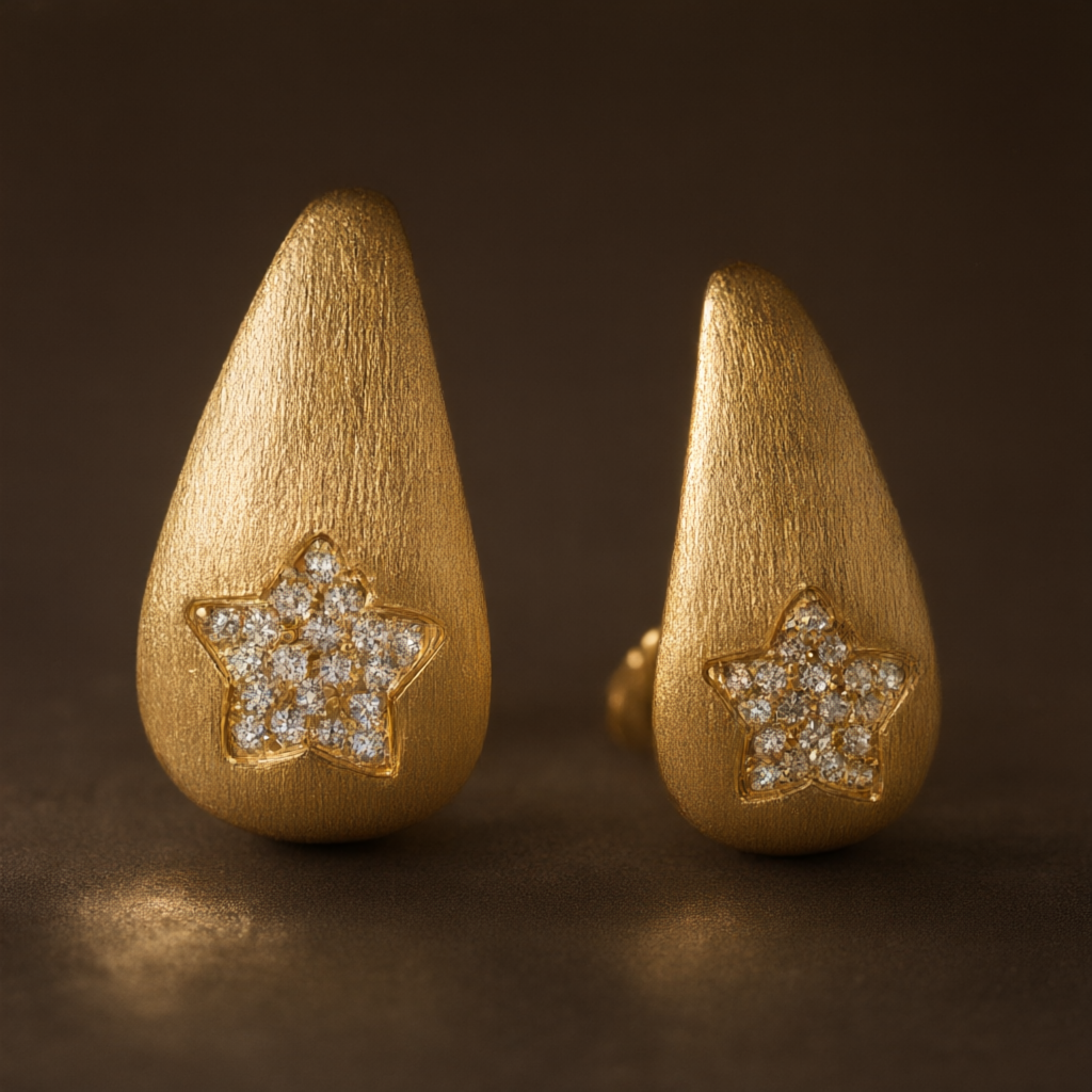 Moissanite Earrings – Gold Tone