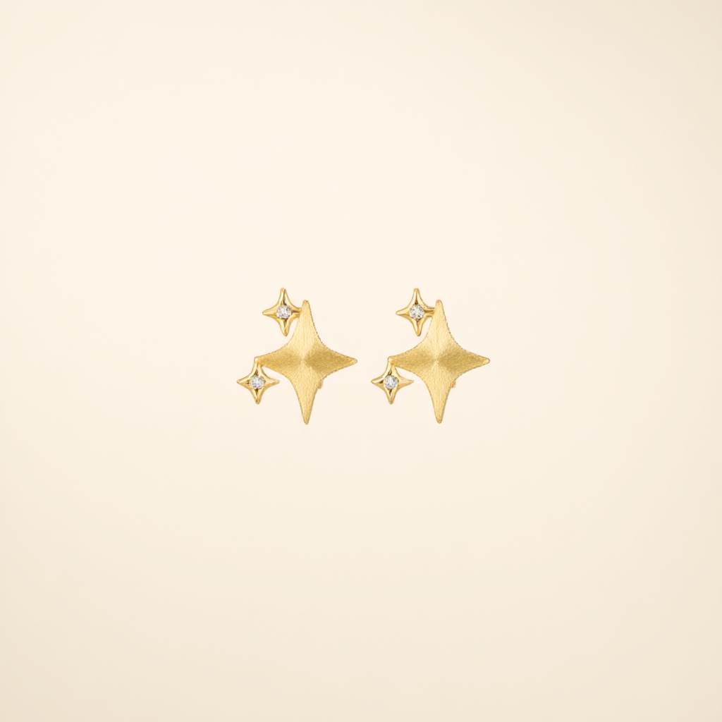 Moissanite Earrings – Gold Tone
