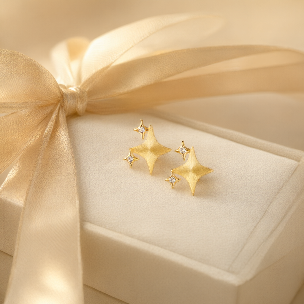 Moissanite Earrings – Gold Tone