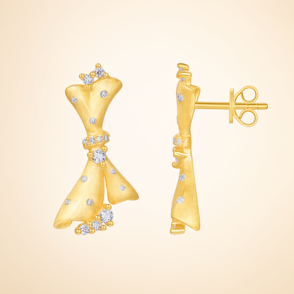 Moissanite Earrings – Gold Tone