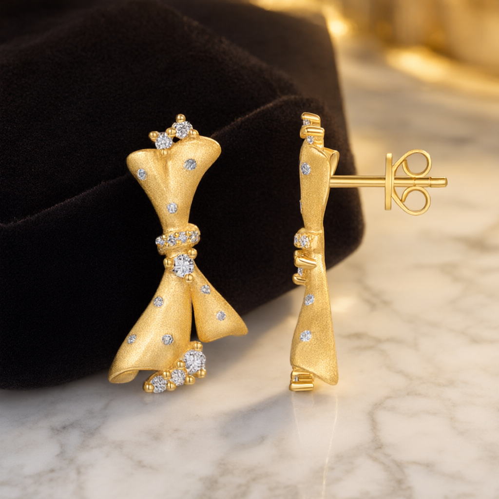 Moissanite Earrings – Gold Tone