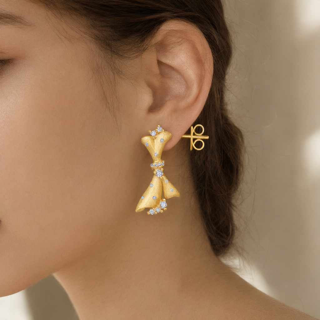 Moissanite Earrings – Gold Tone