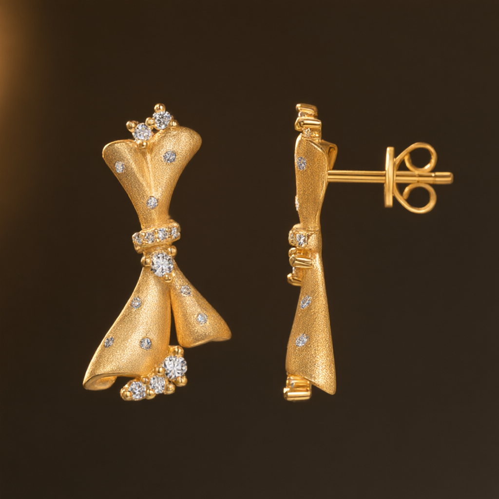 Moissanite Earrings – Gold Tone