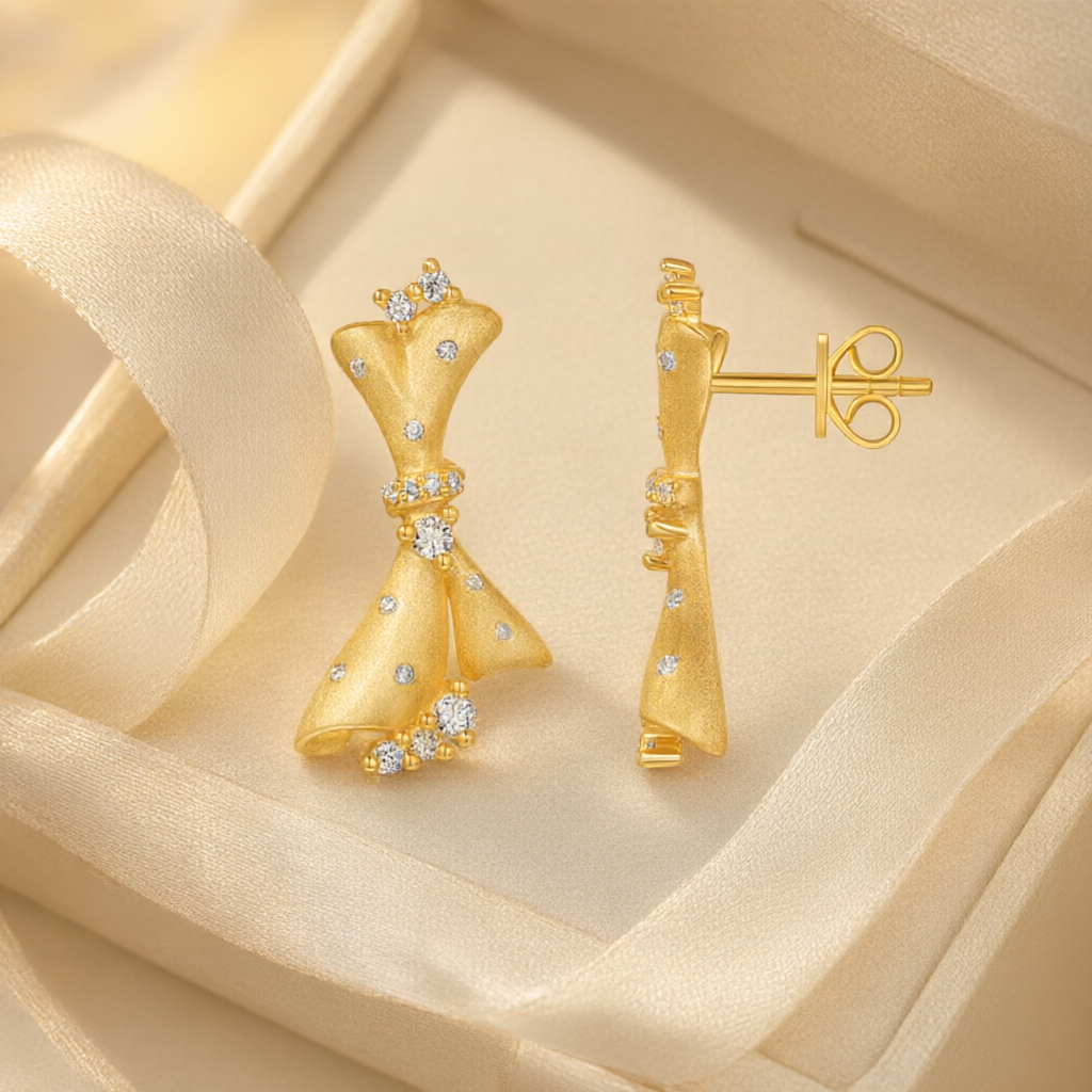 Moissanite Earrings – Gold Tone