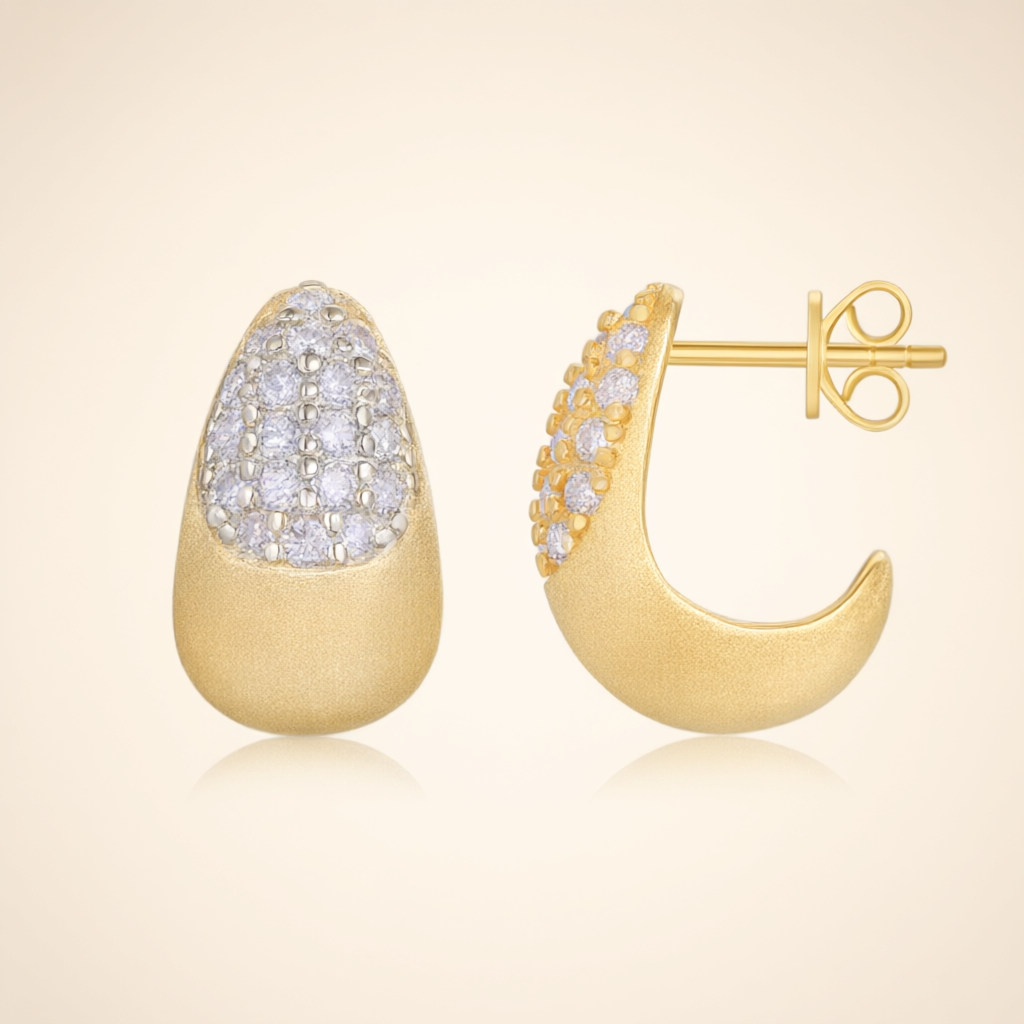 Moissanite Earrings – Gold Tone