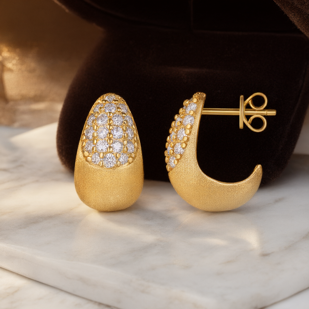 Moissanite Earrings – Gold Tone