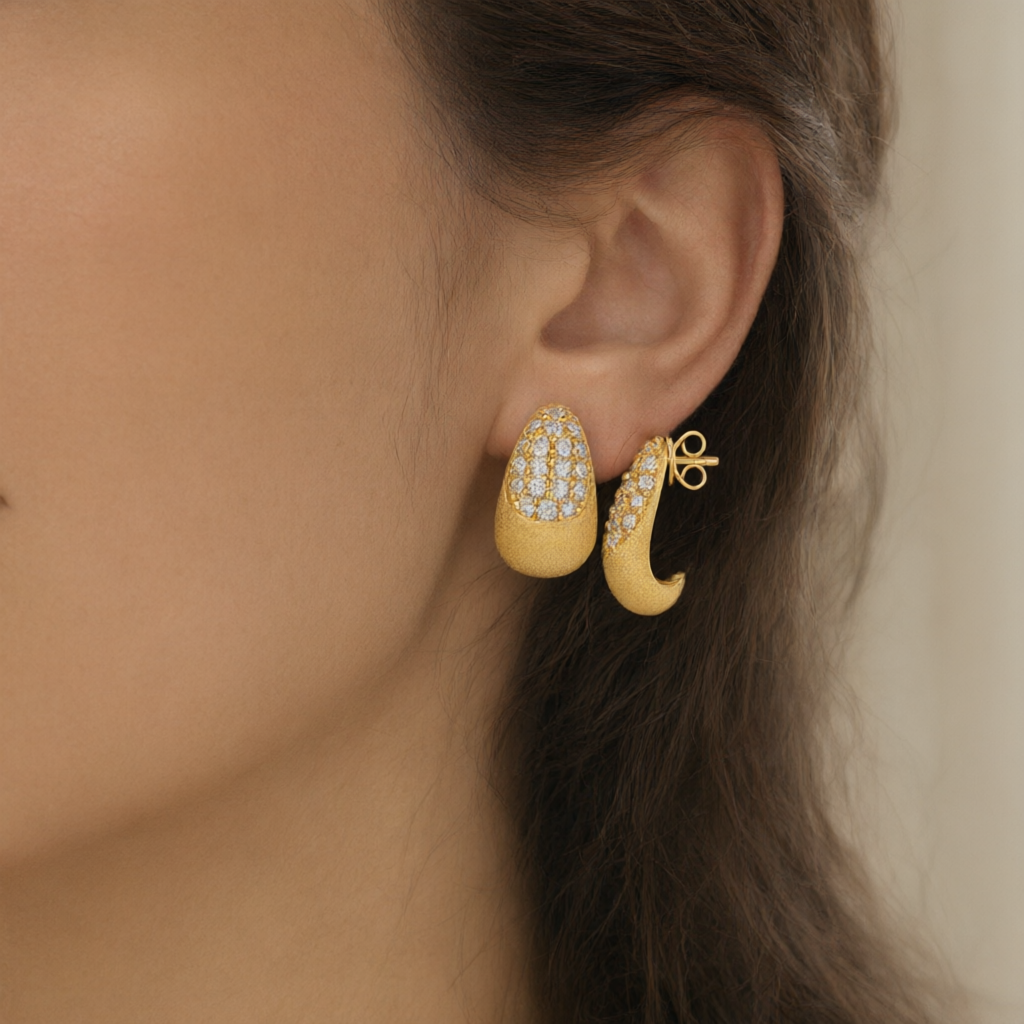 Moissanite Earrings – Gold Tone