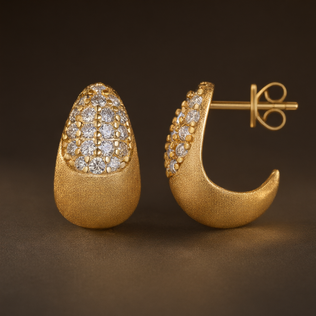 Moissanite Earrings – Gold Tone
