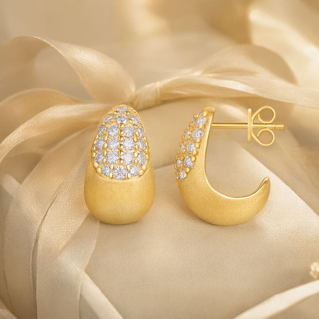 Moissanite Earrings – Gold Tone