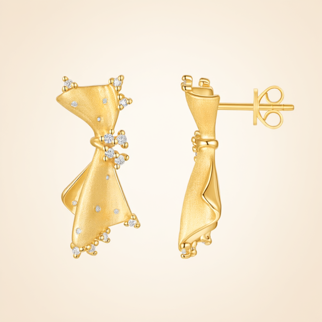 Moissanite Earrings – Gold Tone