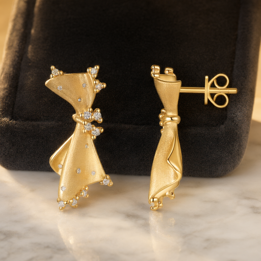 Moissanite Earrings – Gold Tone