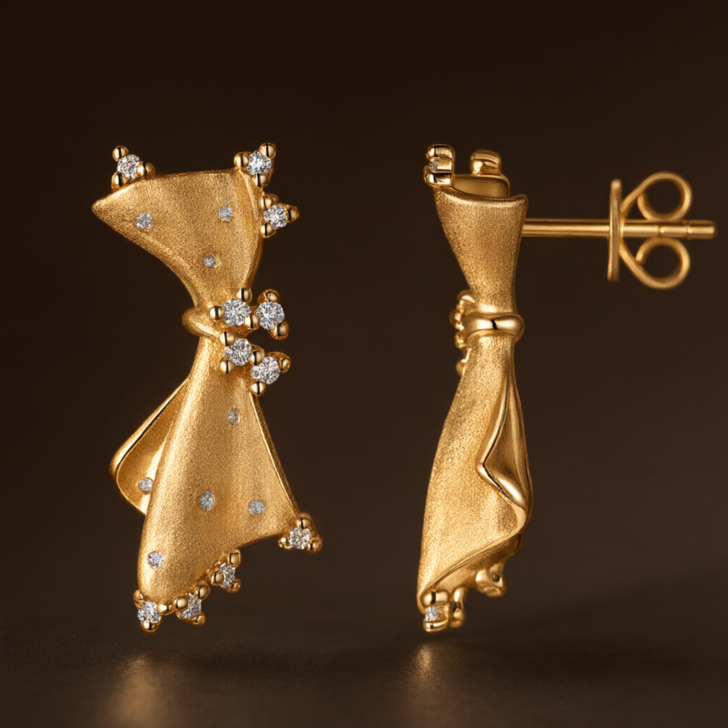 Moissanite Earrings – Gold Tone