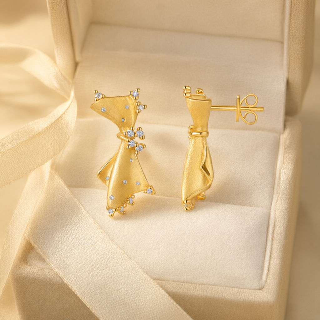 Moissanite Earrings – Gold Tone