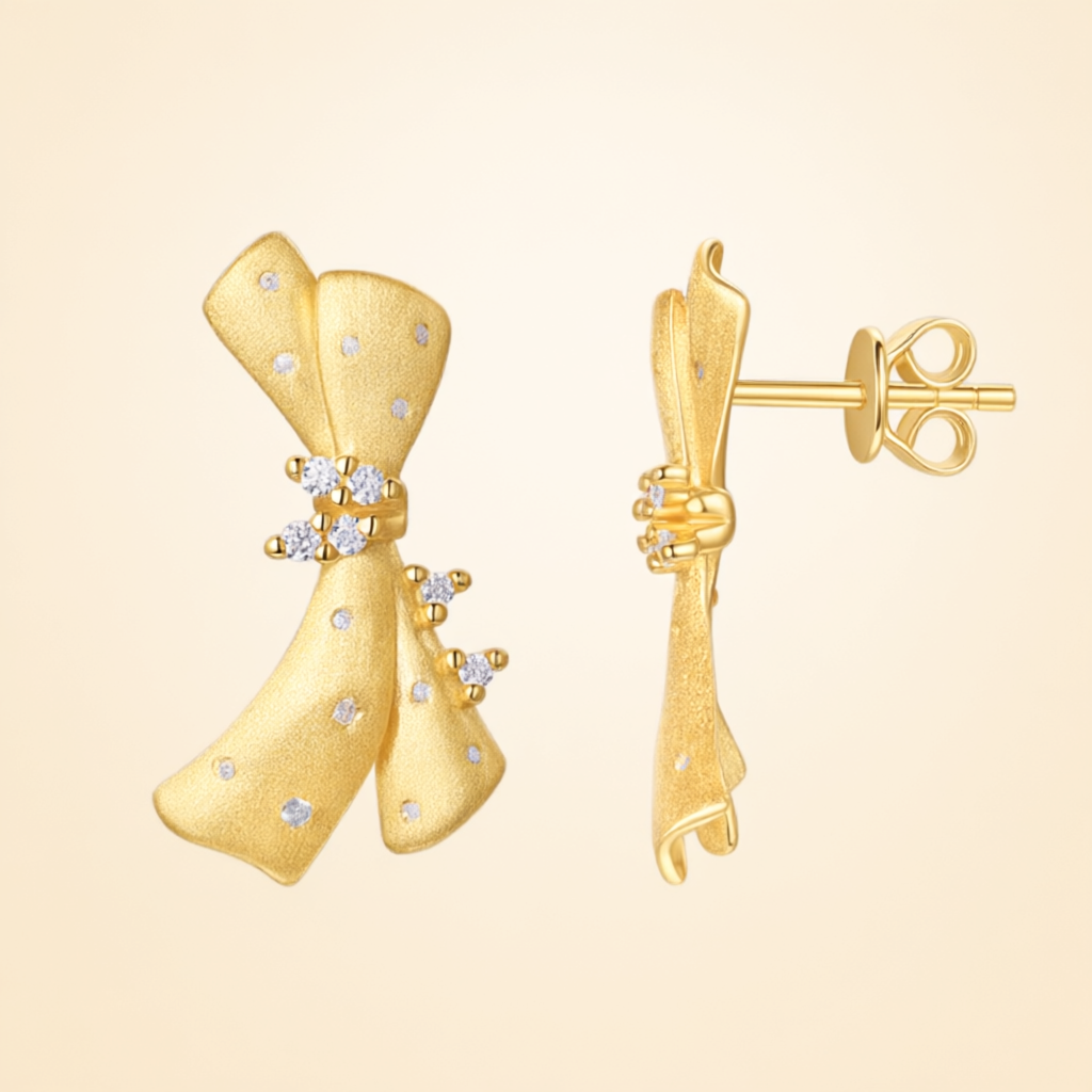 Moissanite Earrings – Gold Tone