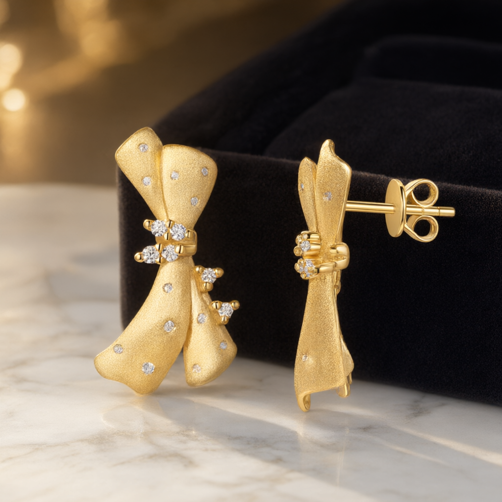 Moissanite Earrings – Gold Tone