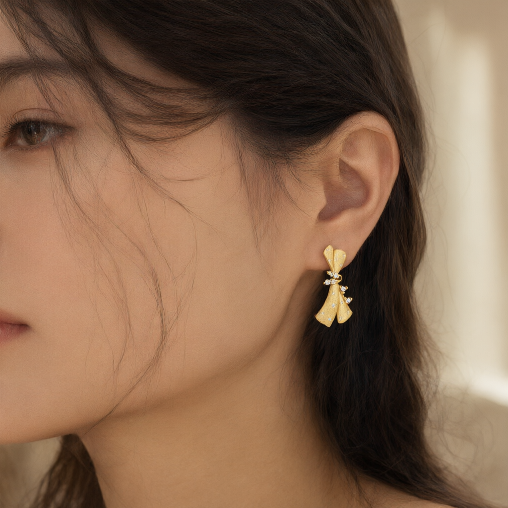 Moissanite Earrings – Gold Tone