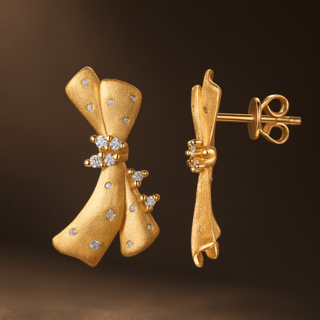 Moissanite Earrings – Gold Tone