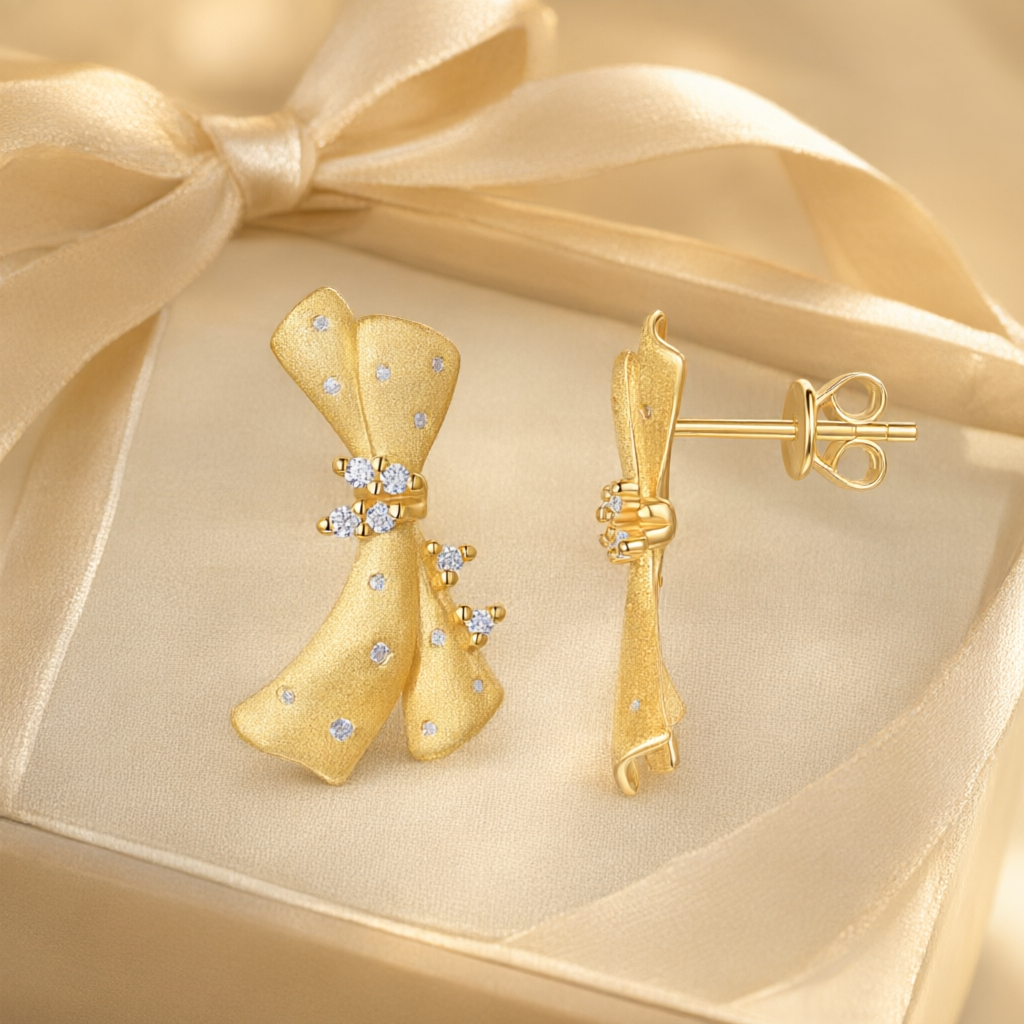 Moissanite Earrings – Gold Tone