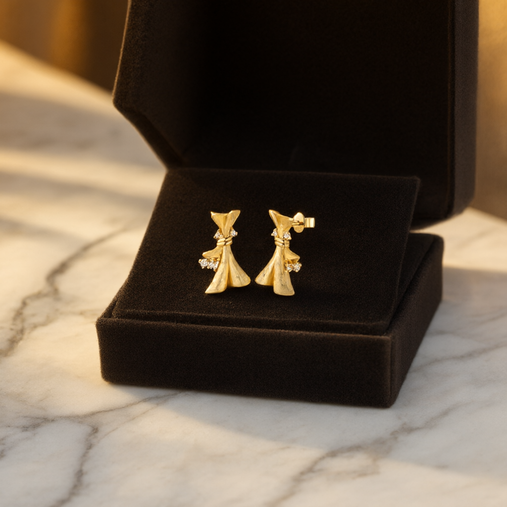 Moissanite Earrings – Gold Tone
