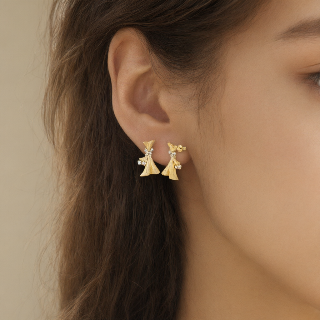 Moissanite Earrings – Gold Tone