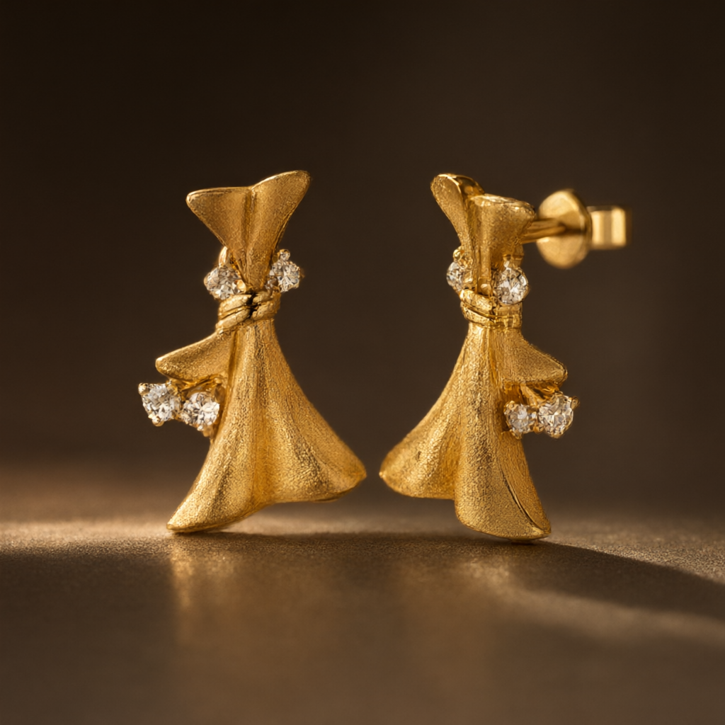 Moissanite Earrings – Gold Tone