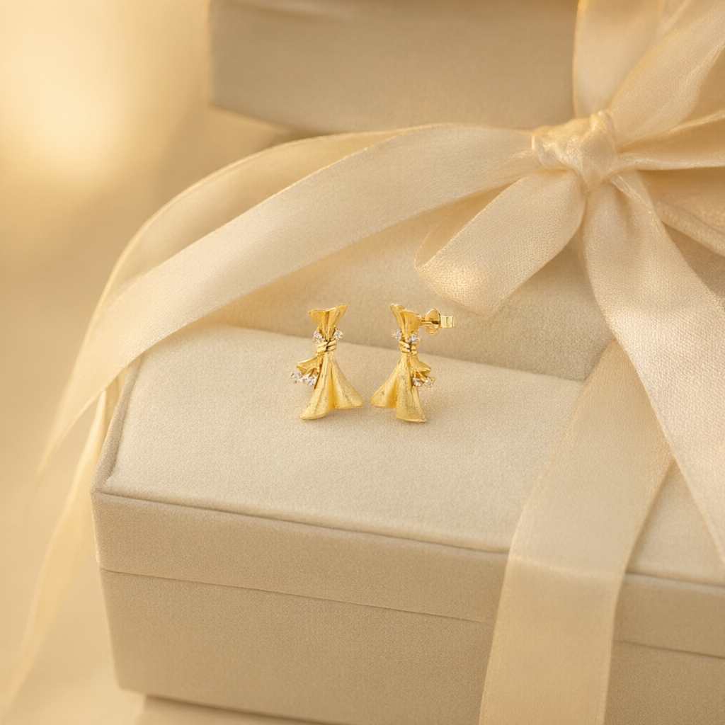 Moissanite Earrings – Gold Tone