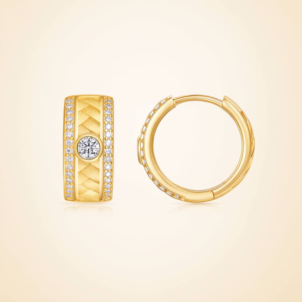 Moissanite Earrings – Gold Tone