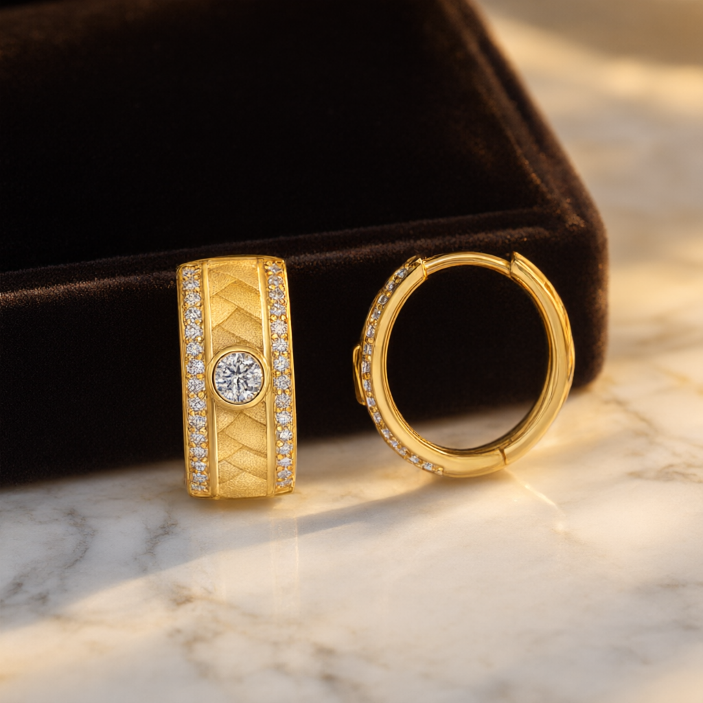 Moissanite Earrings – Gold Tone