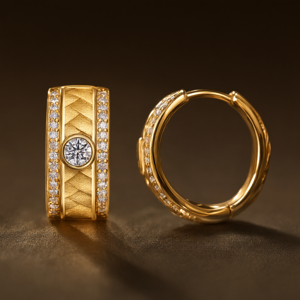 Moissanite Earrings – Gold Tone