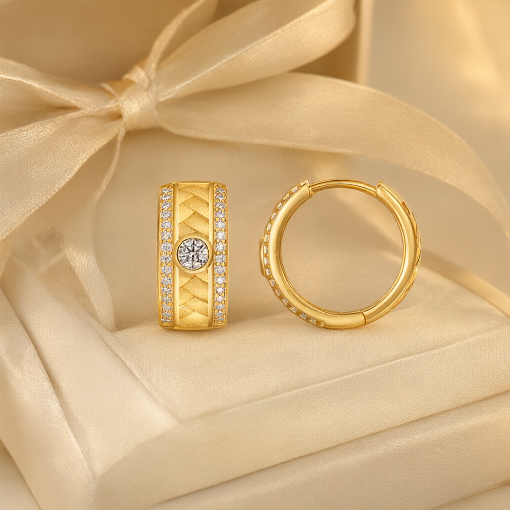 Moissanite Earrings – Gold Tone